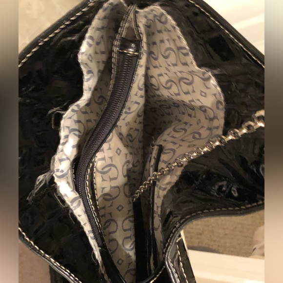 Guess Black Patent Leather Tote Shoulder Bag Large - Picture 12 of 15